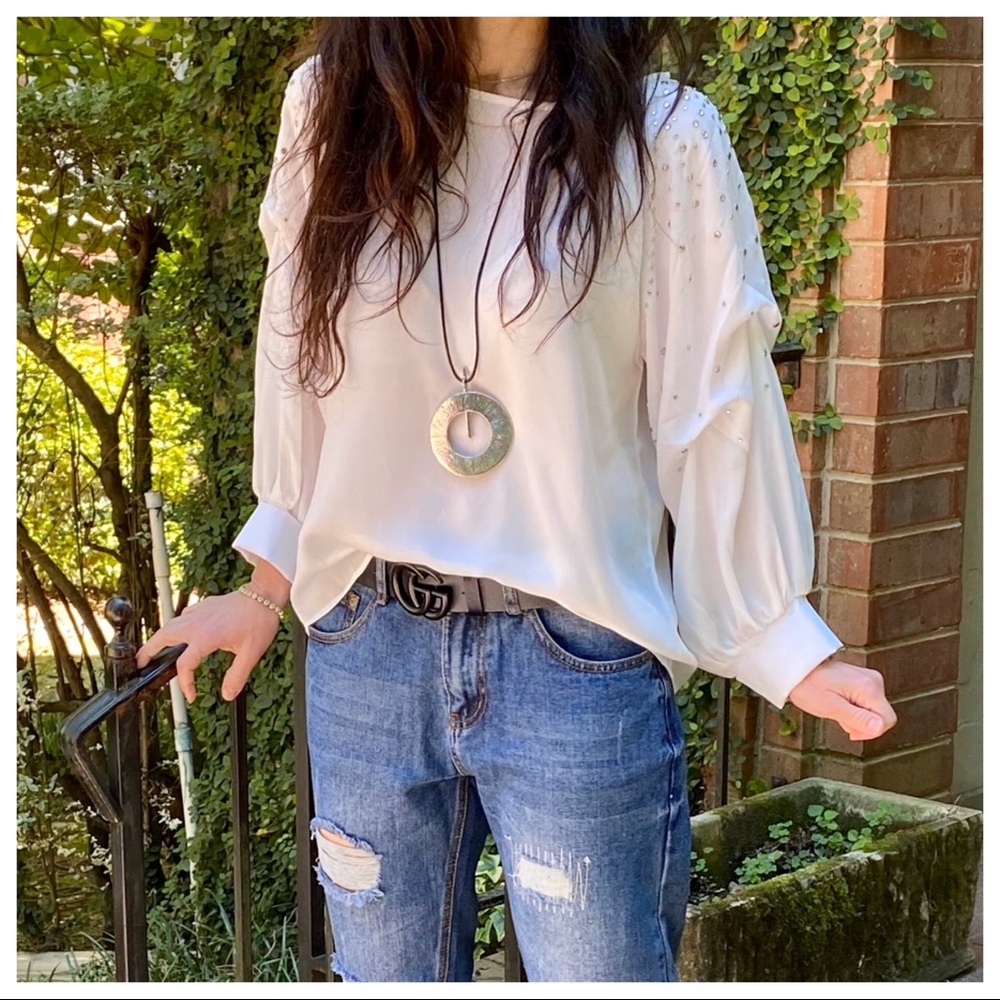 ✨PARIS✨ beautiful white blouse sleeves detail - Picture 5 of 8